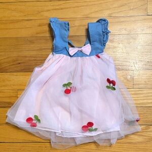 🚨Ryan and Remi🚨 Pink and Blue Kids Dress with Cherry Accents